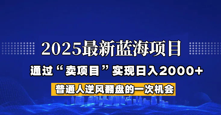2025年蓝海项目，如何通过“网创项目”日入2000+-一品创网