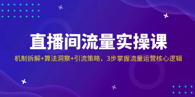 直播间流量实操课：机制拆解+算法洞察+引流策略，3步掌握流量运营核心逻辑-一品创网