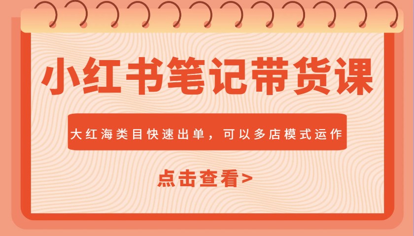 小红书笔记带货课，大红海类目快速出单，市场大，可以多店模式运作-一品创网
