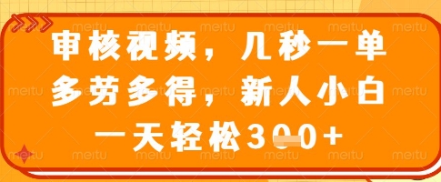 审核视频，几秒一单，多劳多得，新人小白一天轻松3张【揭秘】-一品创网