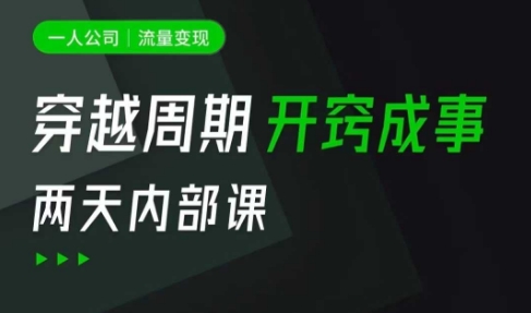 一人公司：流量变现课，一人公司的方法模型拆解， 拆解富人思维，流量思维，小老板思维等-一品创网