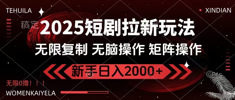 2025短剧拉新玩法，无需注册登录，无限0撸，无脑批量操作日入2000+-一品创网
