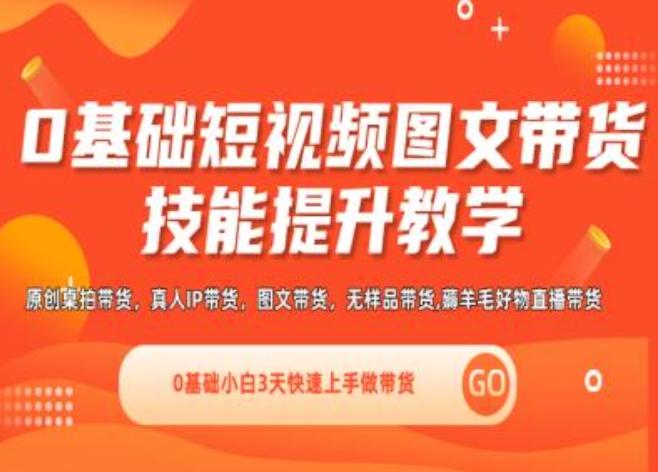 0基础短视频图文带货实操技能提升教学(直播课+视频课),0基础小白3天快速上手做带货-一品创网