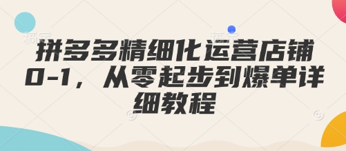 拼多多精细化运营店铺0-1，从零起步到爆单详细教程-一品创网