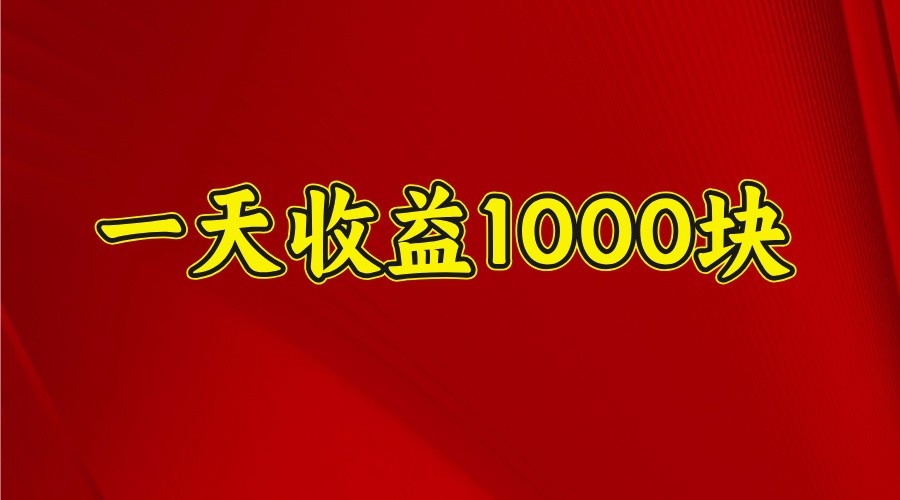 一天收益1000块，2025全网首发-一品创网