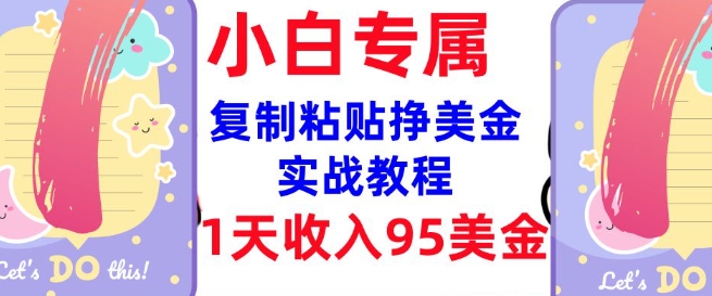 复制粘贴挣美金，0门槛，1天收入95美刀，3分钟学会，内部教程(首次公开)-一品创网