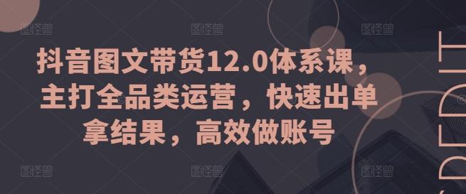 抖音图文带货12.0体系课，主打全品类运营，快速出单拿结果，高效做账号-一品创网