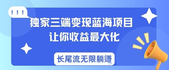 独家三端变现蓝海项目，让你收益最大化，长尾流无限躺挣-一品创网