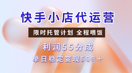 快手小店代运营，限时托管计划，收益55分，单日稳定变现多张【揭秘】-一品创网