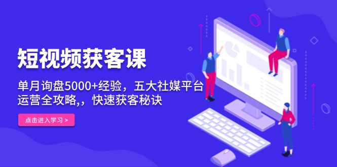 短视频获客课，单月询盘5000+经验，五大社媒平台运营全攻略,，快速获客…-一品创网