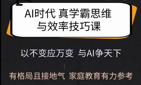 Ai时代真学霸思维与学习方法课，有格局且接地气，家庭教育有力参考-一品创网