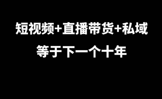 短视频+直播带货+私域等于下一个十年，大佬7年实战经验总结-一品创网