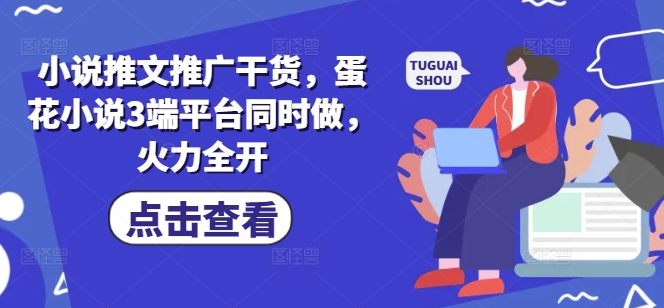 小说推文推广干货，蛋花小说3端平台同时做，火力全开-一品创网
