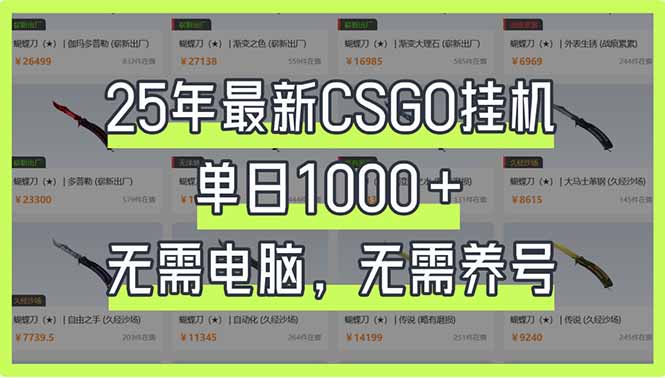 25年最新CSGO挂机系统，单日1000+，无需电脑，无需养号，0基础可上手-一品创网