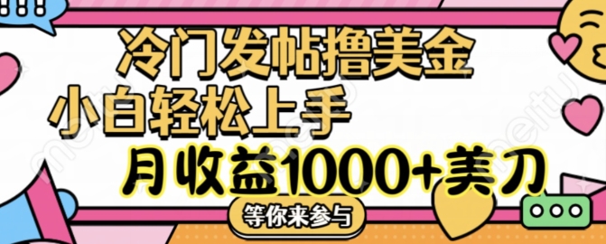 冷门发帖撸美金项目，月收益1000+美金，简单无脑，干就完了【揭秘】-一品创网