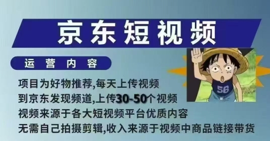 京东短视频带货课，无需自己拍摄剪辑，保姆式教学，两天快速上手-一品创网