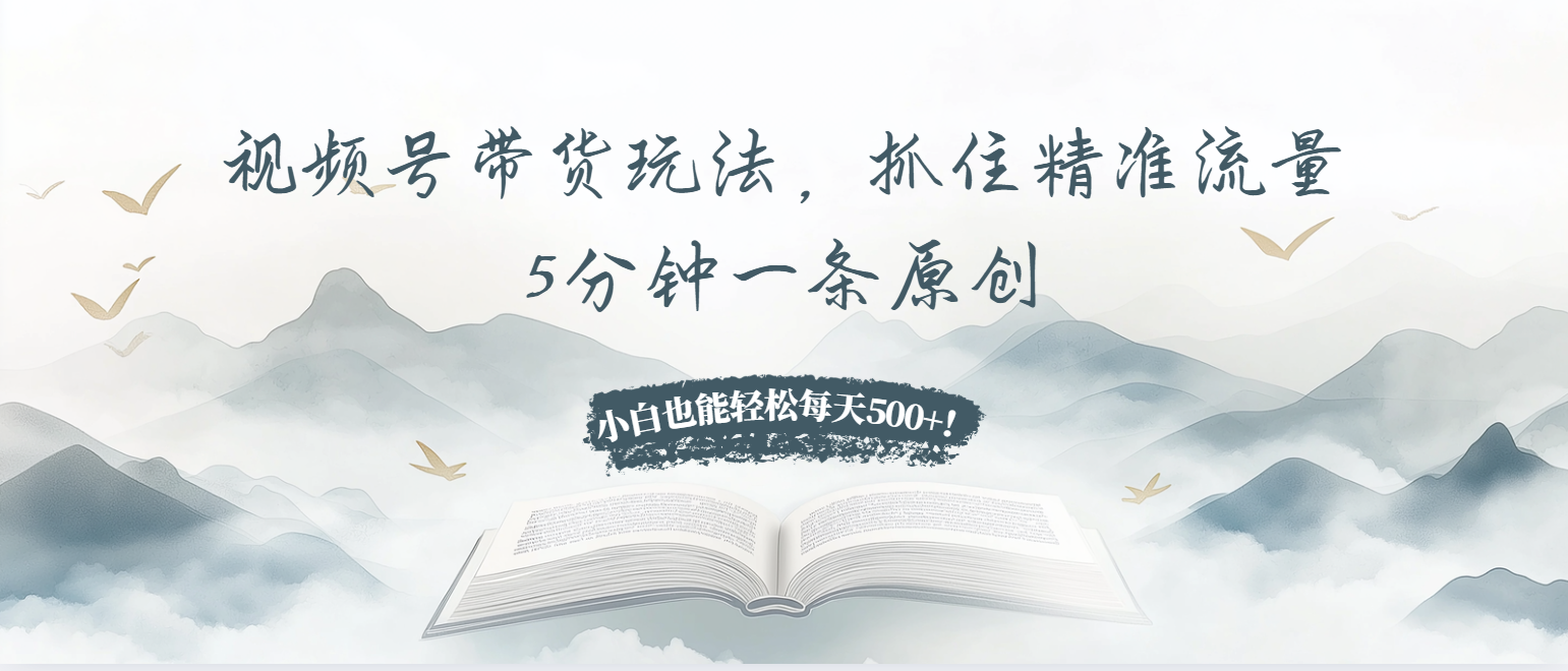 视频号带货玩法，抓住精准流量，5分钟一条原创，小白也能轻松每天500+！-一品创网