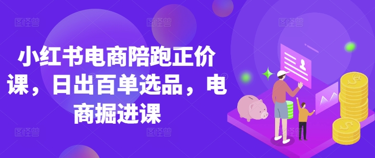 小红书电商陪跑正价课，小红书官方认证电商讲师教学，日出百单选品，电商掘进课-一品创网