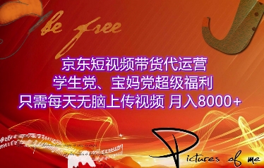 京东短视频带货代运营，学生党、宝妈党超级福利，只需每天无脑上传视频，月入8000+【仅揭秘】-一品创网