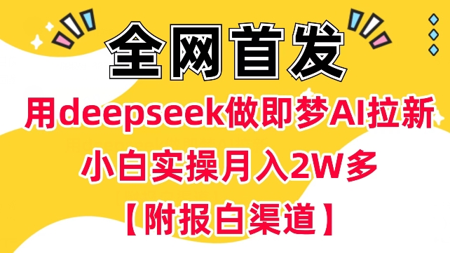 用deepseek做即梦Ai拉新 小白实操月入过W+【附报白渠道】-一品创网