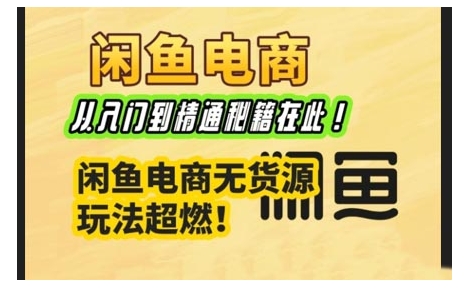 闲鱼电商实战课，从入门到精通秘籍在此，闲鱼电商无货源玩法超燃!-一品创网