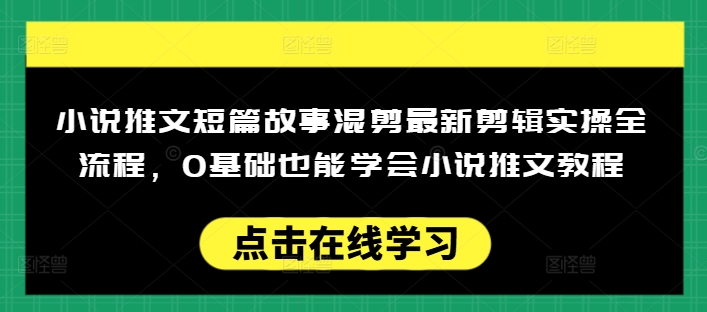 小说推文短篇故事混剪最新剪辑实操全流程，0基础也能学会小说推文教程，肯干多发日入多张-一品创网