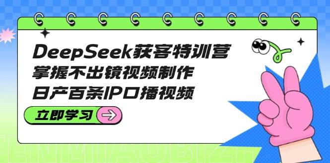 DeepSeek获客特训营：掌握不出镜视频制作，日产百条IP口播视频-一品创网