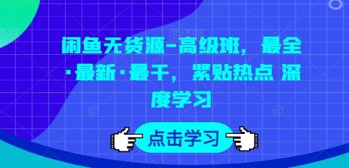 闲鱼无货源-高级班，最全·最新·最干，紧贴热点 深度学习-一品创网