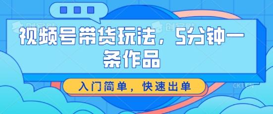 视频号带货玩法，5分钟一条作品，入门简单，快速出单【揭秘】-一品创网