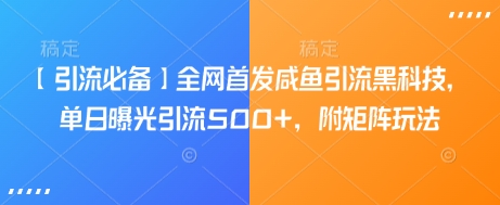 【引流必备】全网首发咸鱼引流黑科技，单日曝光引流500+，附矩阵玩法【揭秘】-一品创网