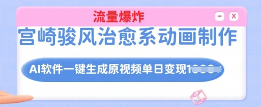宫崎骏风治愈系动画制作，AI软件一键生成原创视频流量爆炸，单日变现多张，详细实操流程-一品创网