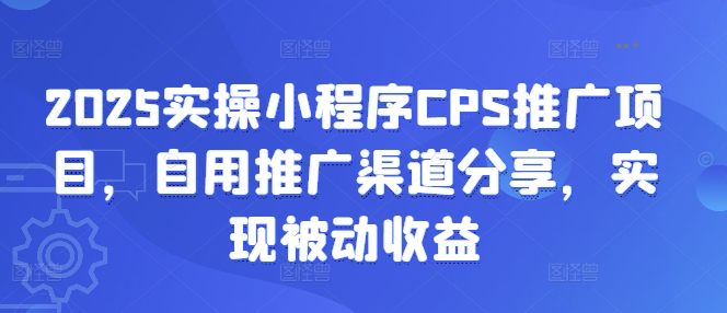 2025实操小程序CPS推广项目，自用推广渠道分享，实现被动收益-一品创网