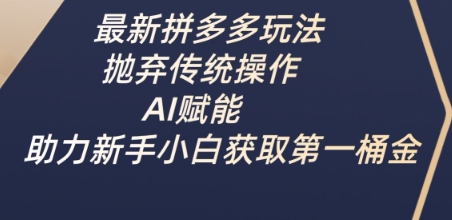 最新拼多多玩法，抛弃传统操作，AI赋能，助力新手小白获取第一桶金-一品创网