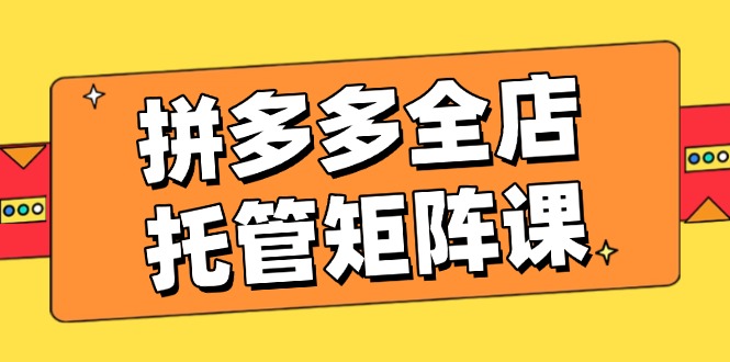 拼多多全店托管矩阵课，盈利动销玩法，高效计划设置，提升店铺效益-一品创网
