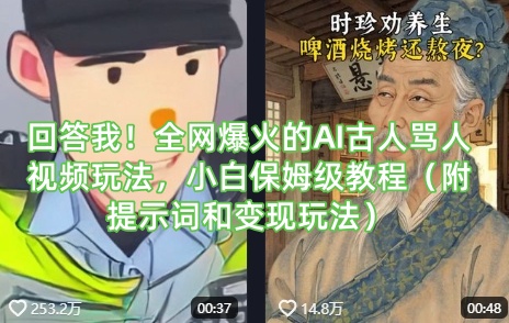 回答我！全网爆火的AI古人骂人视频玩法，小白保姆级教程(附提示词和变现玩法)-一品创网