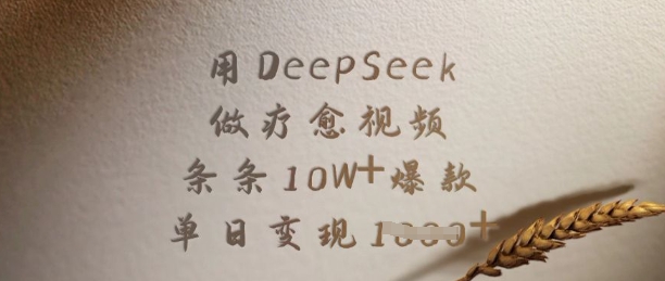 用DeepSeek做疗愈视频，条条10W+爆款，单日变现多张-一品创网