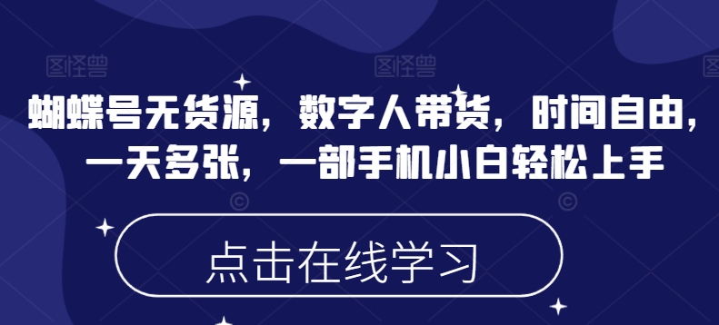 蝴蝶号无货源，数字人带货，时间自由，一天多张，一部手机小白轻松上手-一品创网