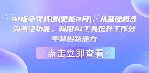 AI指令实战课(更新2月)，从基础概念到高级功能，利用AI工具提升工作效率和创新能力-一品创网