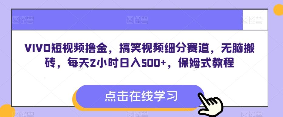 VIVO短视频撸金，搞笑视频细分赛道，无脑搬砖，每天2小时日入500+，保姆式教程-一品创网