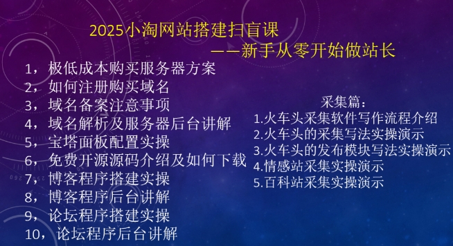 2025小淘网站搭建扫盲课，新手从零开始做站长-一品创网