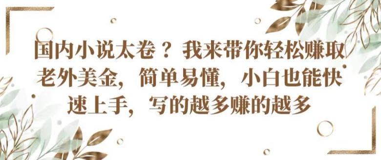 国内小说太卷 ?带你轻松赚取老外美金，简单易懂，小白也能快速上手，写的越多赚的越多【揭秘】-一品创网