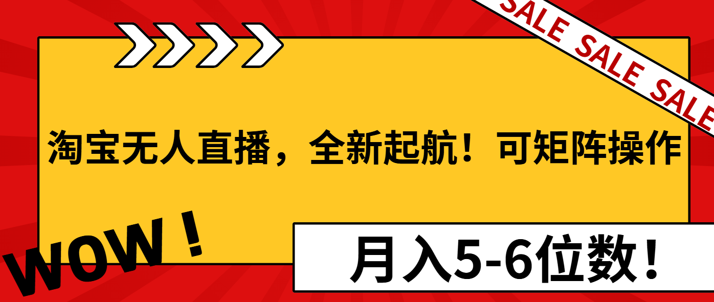 淘宝无人直播，全新起航！可矩阵操作，月入5-6位数！-一品创网