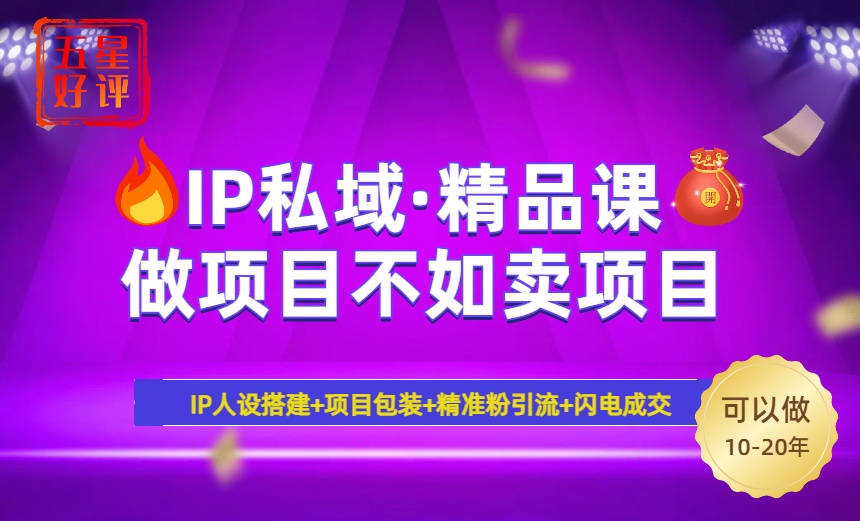 2025年“IP私域·密训精品课”，日赚3000+小白避坑年赚百万，暴力引流…-一品创网