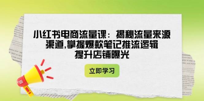 小红书电商流量课：揭秘流量来源渠道,掌握爆款笔记推流逻辑,提升店铺曝光-一品创网