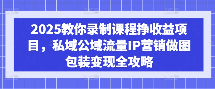 2025教你录制课程挣收益项目，私域公域流量IP营销做图包装变现全攻略-一品创网